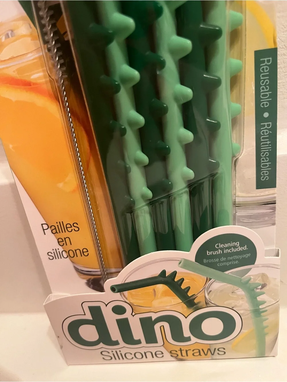 Joie Dino Silicone Straws - Mint Green (6 pc)